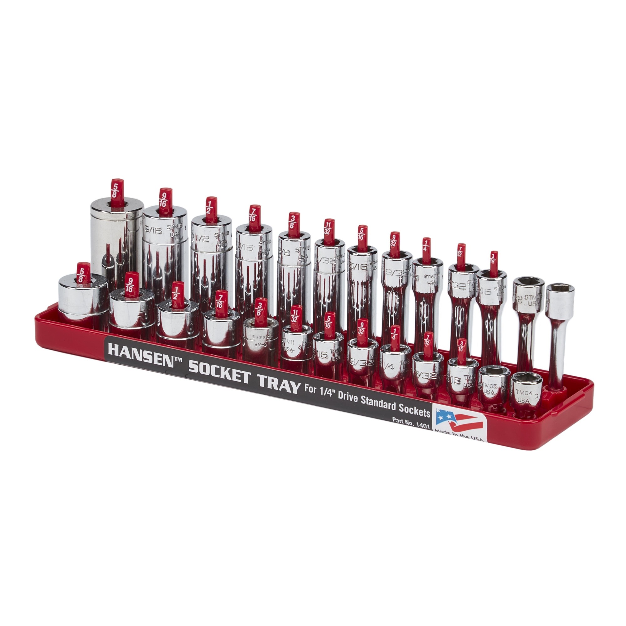 thumbnail image 2 of Hansen Global 1/4 Inch Drive Socket Organizer Tray - Metric & Standard, Orange (Model 1406) - Made In USA 2 of 6